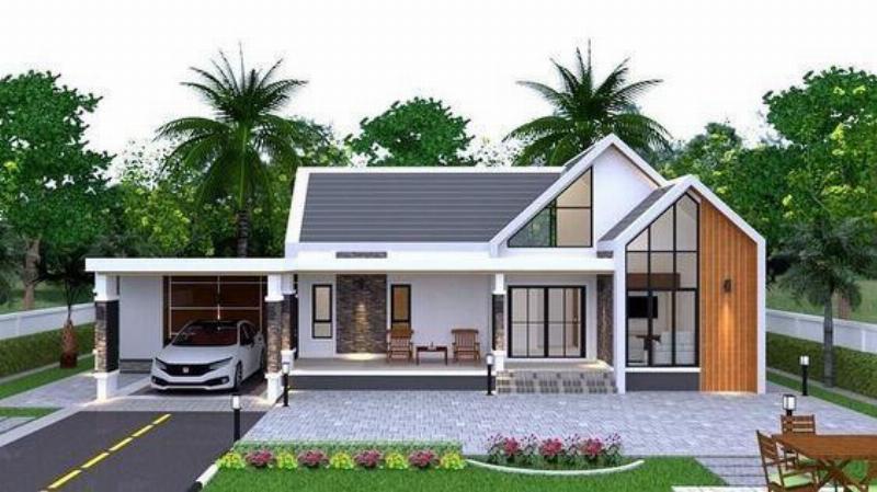 Các mẫu nhà cấp 4 sân vườn phổ biến với kiến trúc mái Thái và mái Nhật đặc trưng